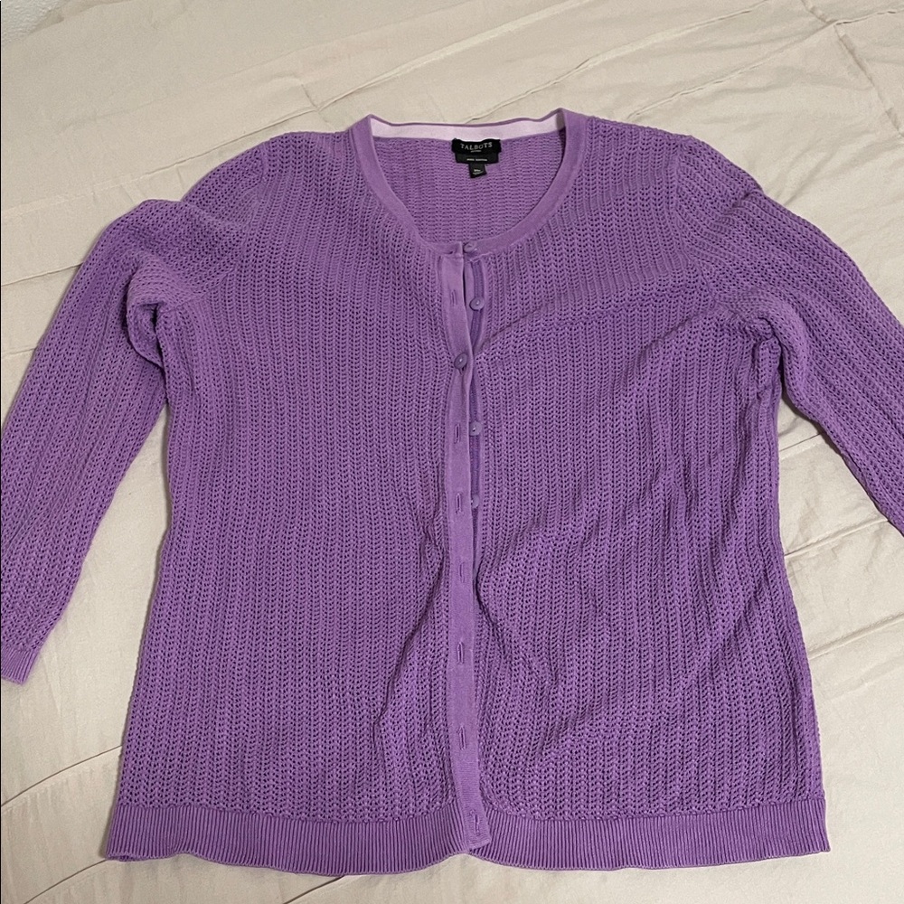 Talbots Lavender Cardigan Sweater